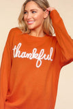 Thankful Metallic Glitter Embroidered Sweater