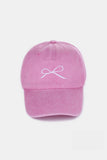 Bow Embroidered Washed Hats