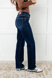 JACQUELINE MID RISE FRAYED HEM STRAIGHT LEG JEANS