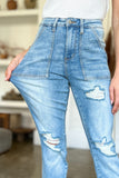 AIDEN HIGH RISE PATCH POCKET DISTRESSED BOYFRIEND JEANS