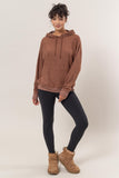 Brushed Long Sleeve Hoodie with Kangaroo Pocket in Chesnut