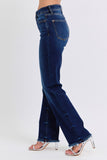 JACQUELINE MID RISE FRAYED HEM STRAIGHT LEG JEANS