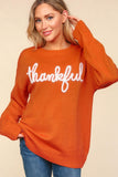 Thankful Metallic Glitter Embroidered Sweater