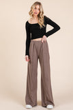 James Elastic Waist Wide Leg Pants with Pockets in Taupe