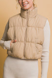 Elle Zip Up Turtleneck Cropped Vest Coat