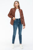 Carson Zip Up Puffer Jacket in Brandy