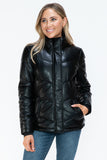 Carson Zip Up Puffer Jacket in Black