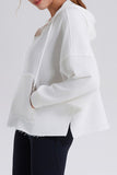 Drawstring Frayed Hem Long Sleeve Hoodies