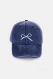 Bow Embroidered Washed Hats