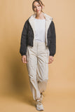 Reversible Zip Up Cropped Hooded Sherpa Jacket