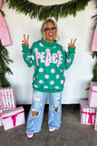 PREORDER - 3 colors: PEACE & POLKA DOT MOCK NECK PULLOVER