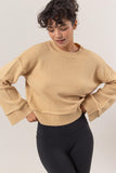 Daniella Dropped Shoulder Ribbed Sweater in Taupe