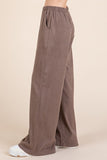 James Elastic Waist Wide Leg Pants with Pockets in Taupe