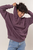 Brushed Long Sleeve Hoodie with Kangaroo Pocket in Dark Plum