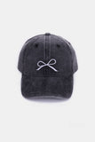 Bow Embroidered Washed Hats