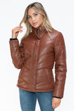 Carson Zip Up Puffer Jacket in Brandy