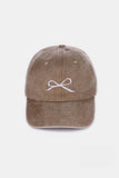 Bow Embroidered Washed Hats