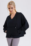 Drawstring Frayed Hem Long Sleeve Hoodies