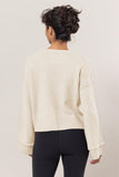 Daniella Dropped Shoulder Ribbed Sweater in Cream