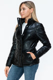 Carson Zip Up Puffer Jacket in Black