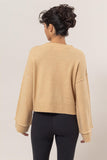 Daniella Dropped Shoulder Ribbed Sweater in Taupe