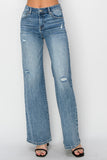 Nicole High Waist Distressed Wide Leg Jeans