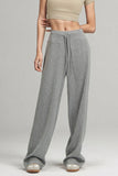 Joey Drawstring Wide Leg Pants in Grey & Black