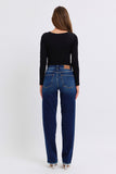 JACQUELINE MID RISE FRAYED HEM STRAIGHT LEG JEANS