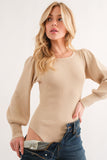 Mimi Ribbed Puff Sleeve Bodysuit