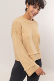 Daniella Dropped Shoulder Ribbed Sweater in Taupe