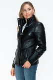 Carson Zip Up Puffer Jacket in Black