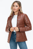 Carson Zip Up Puffer Jacket in Brandy