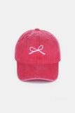 Bow Embroidered Washed Hats