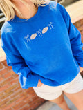 7 Colors - Coquette Football Bow Embroidered Sweatshirt