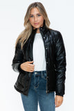 Carson Zip Up Puffer Jacket in Black