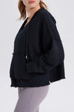 Drawstring Frayed Hem Long Sleeve Hoodies