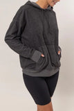 Brushed Long Sleeve Hoodie with Kangaroo Pocket in Charcoal