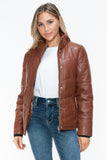 Carson Zip Up Puffer Jacket in Brandy