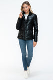 Carson Zip Up Puffer Jacket in Black