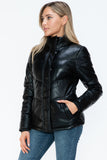 Carson Zip Up Puffer Jacket in Black