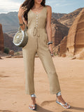 Tied Sleeveless Jumpsuit with Pockets