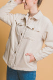 Owen Corduroy Sherpa Lined Jacket in Cream