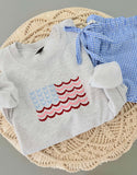 EMBROIDERED AMERICAN FLAG BOW SWEATSHIRT