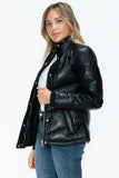 Carson Zip Up Puffer Jacket in Black