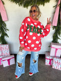 PREORDER - 3 colors: PEACE & POLKA DOT MOCK NECK PULLOVER