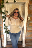 PREORDER - 3 colors: ROSIE LACE HENLEY TOP