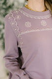 A Little Bit of Comfort Embroidered Top and Bottom Set in Dusty Mauve
