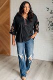 Stacy Embroidered V-Neck Blouse