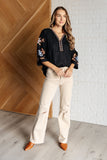 Stacy Embroidered V-Neck Blouse