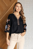 Stacy Embroidered V-Neck Blouse